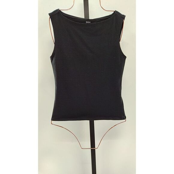 Quince Tops - Quince Women Stretch Cotton Jersey Boat Neck Tank Black S